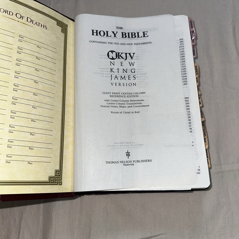 HOLY BIBLE NKJV Giant Print Center Column Reference Edition Nelson 993BG 1994 - Picture 7 of 13